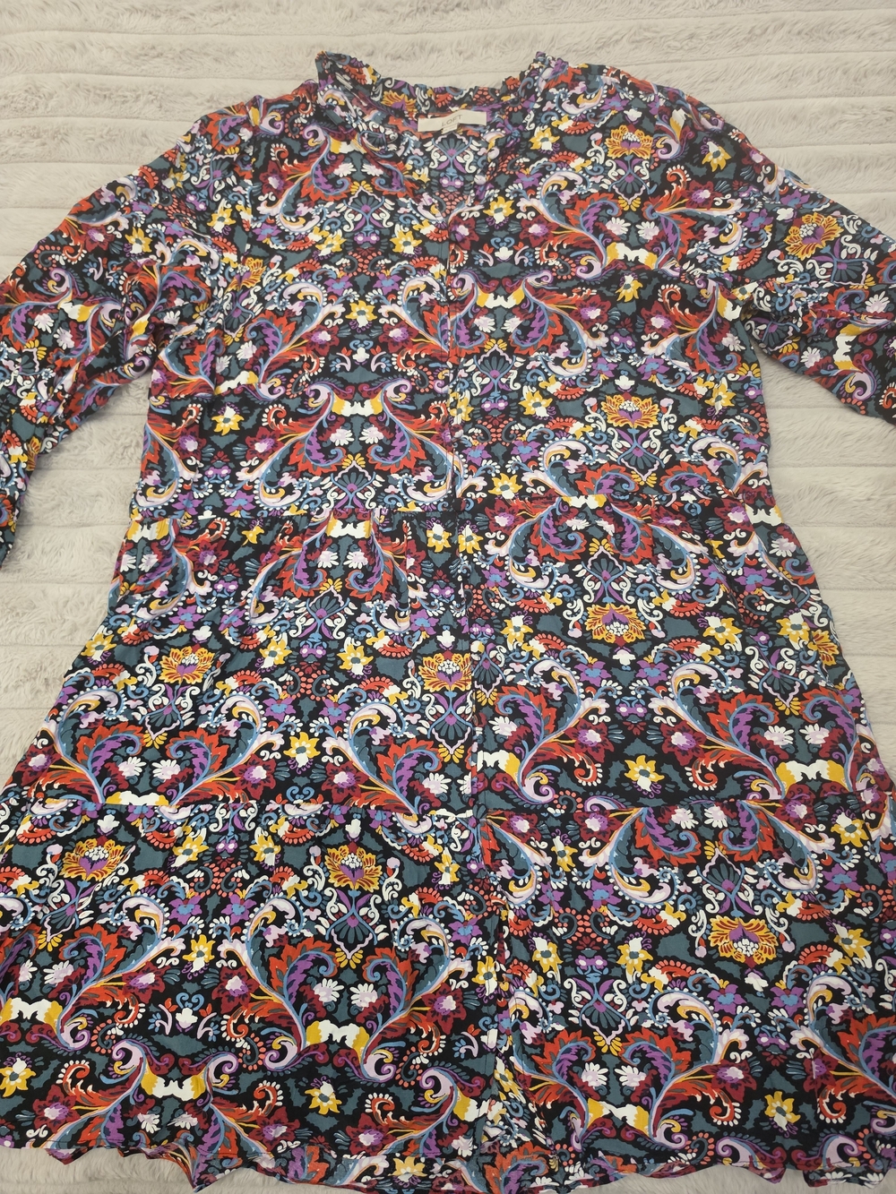 LOFT Multicolor Paisley & Floral Long-Sleeve Dress
